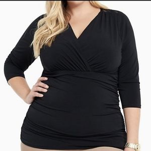 NWT Torrid Black Ruched Top, size 1